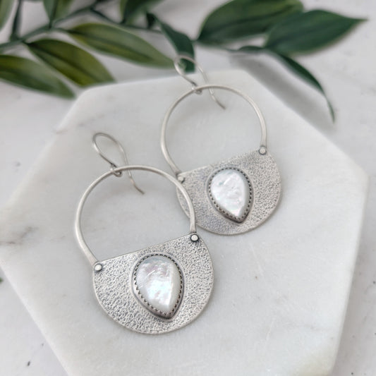 Mother of Pearl Textured Statement Earrings