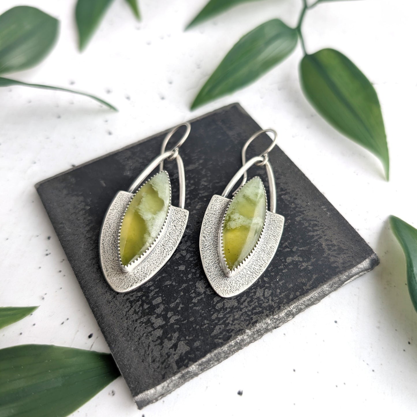 Vesuvianite Textured Statement Earrings