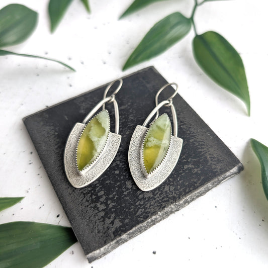 Vesuvianite Textured Statement Earrings