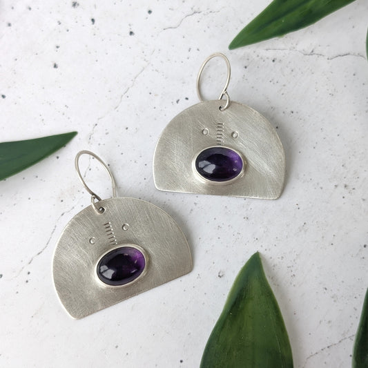 Amethyst + Sterling Silver Statement Earrings