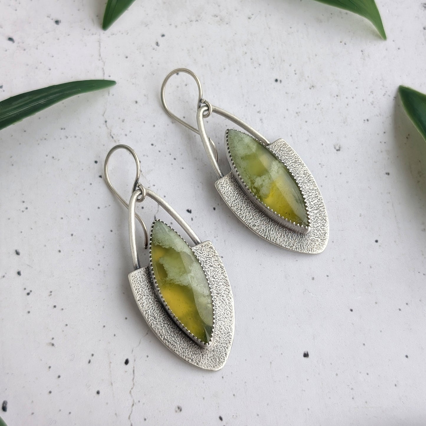 Vesuvianite Textured Statement Earrings