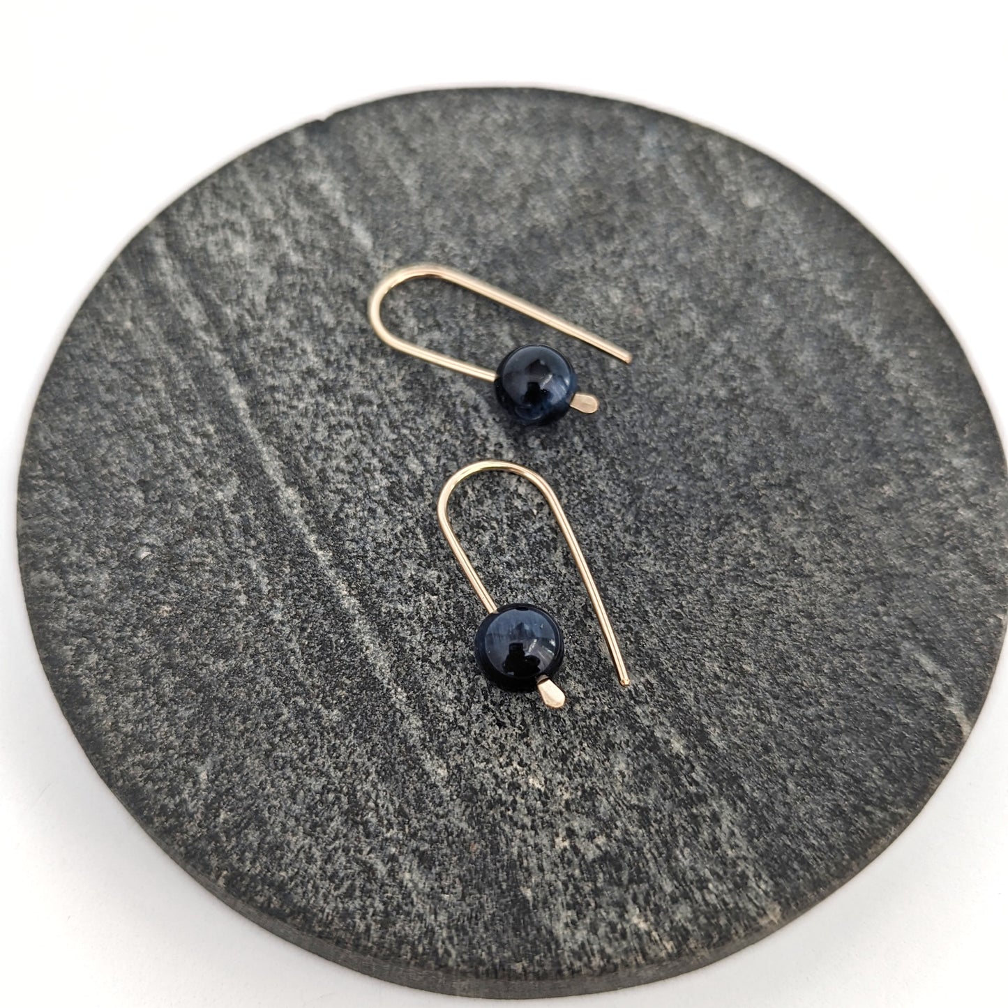 Open Hoops : Blue Tiger Eye : Made to Order
