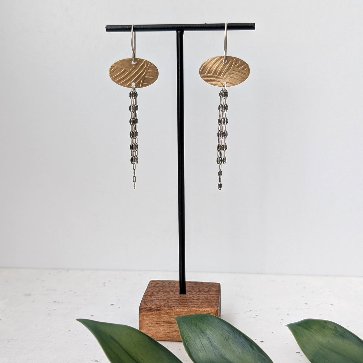 Textured Mixed Metal Dangle Earrings