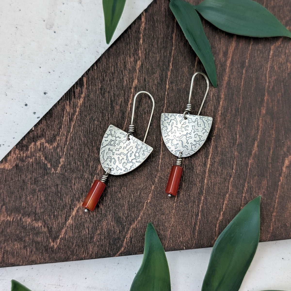 Textured Carnelian Statement Earrings