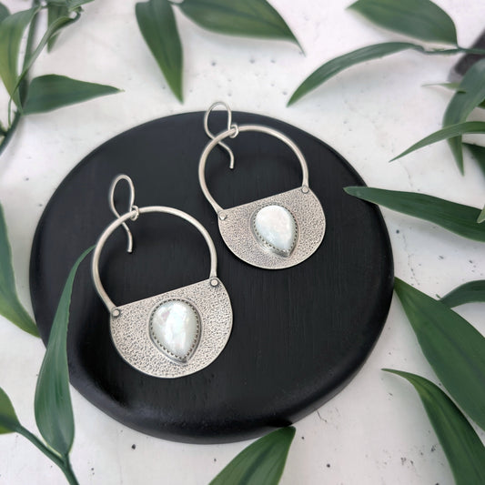 Mother of Pearl Textured Statement Earrings