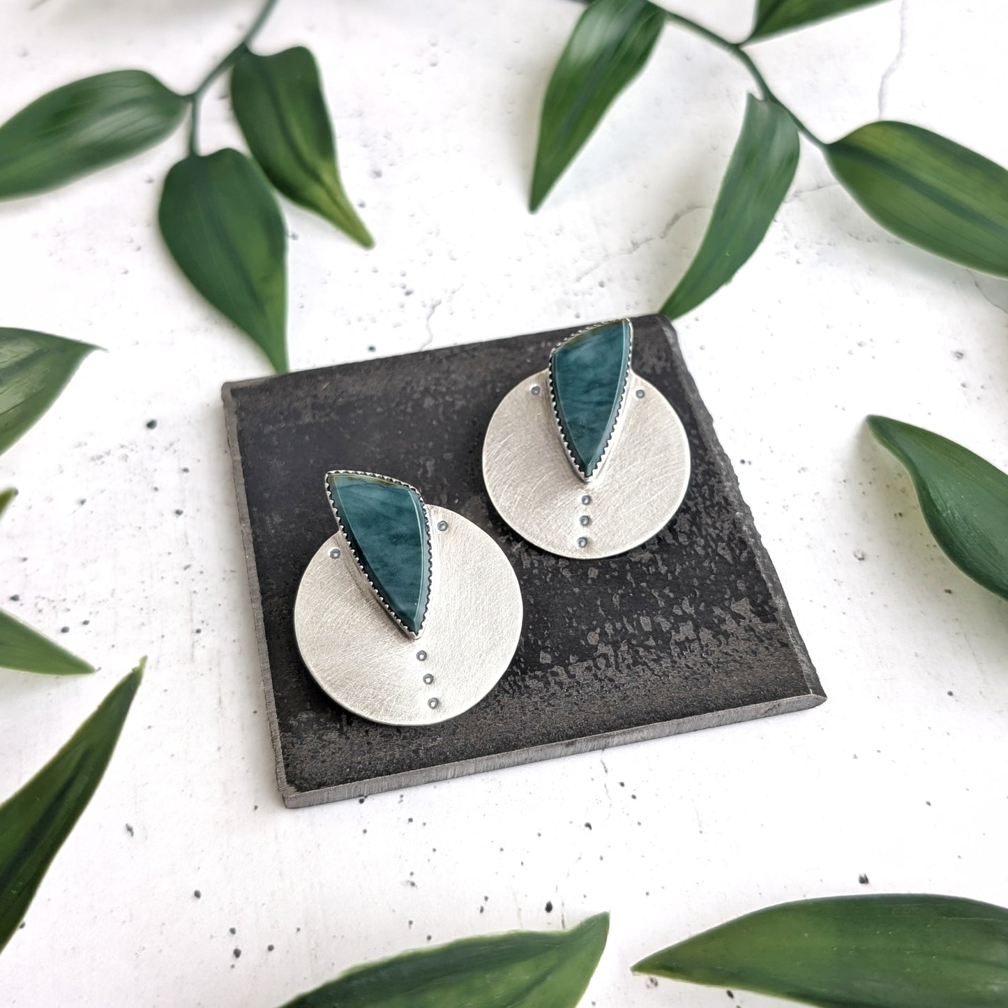 Wave Jasper Statement Studs
