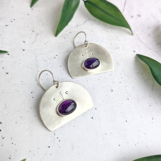 Amethyst + Sterling Silver Statement Earrings