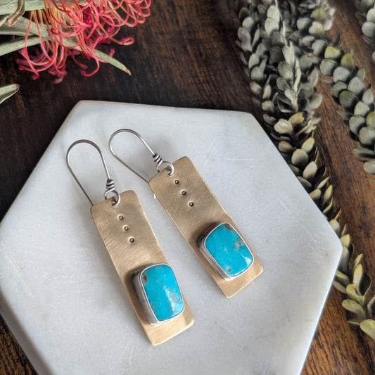 Kingman Turquoise + Brass + Sterling Silver