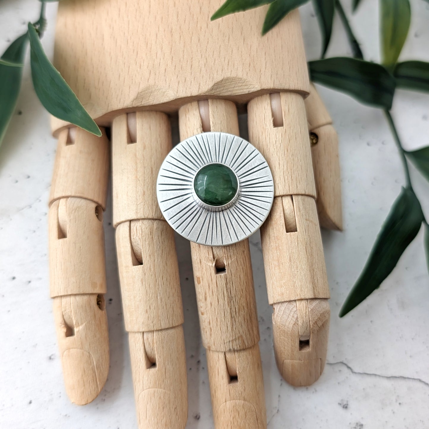 Nephrite Jade Statement Ring : Size 9