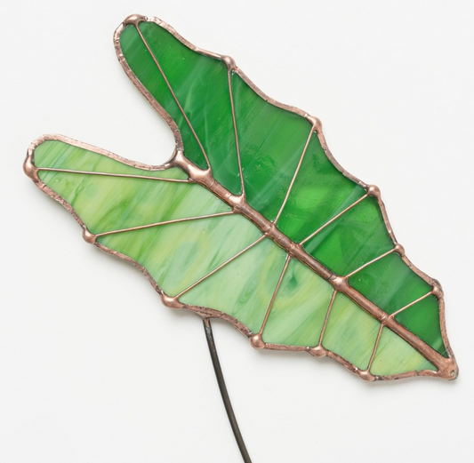 Large Glass Alocasia Leaf - Tropical Green