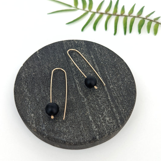 Long Open Hoops : Matte Black Onyx : Made to Order