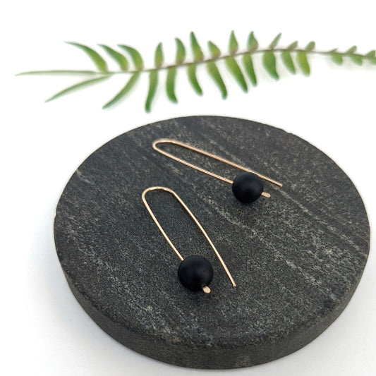 Long Open Hoops : Matte Black Onyx : Made to Order