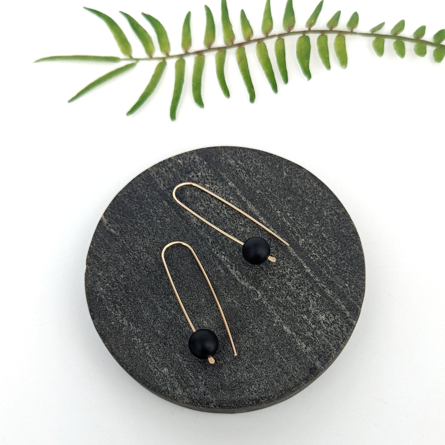 Long Open Hoops : Matte Black Onyx : Made to Order
