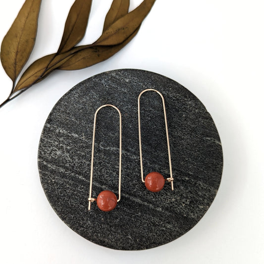 Long Arc Hoops : Red Jasper : Made to Order