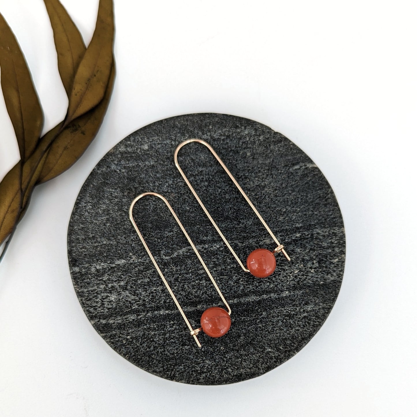 Long Arc Hoops : Red Jasper : Made to Order