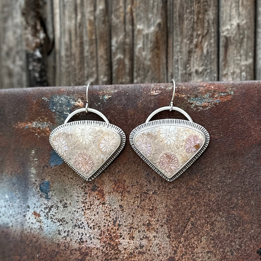 Fossilized Coral Statement Earrings