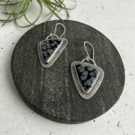 Snowflake Obsidian Dangle Earrings