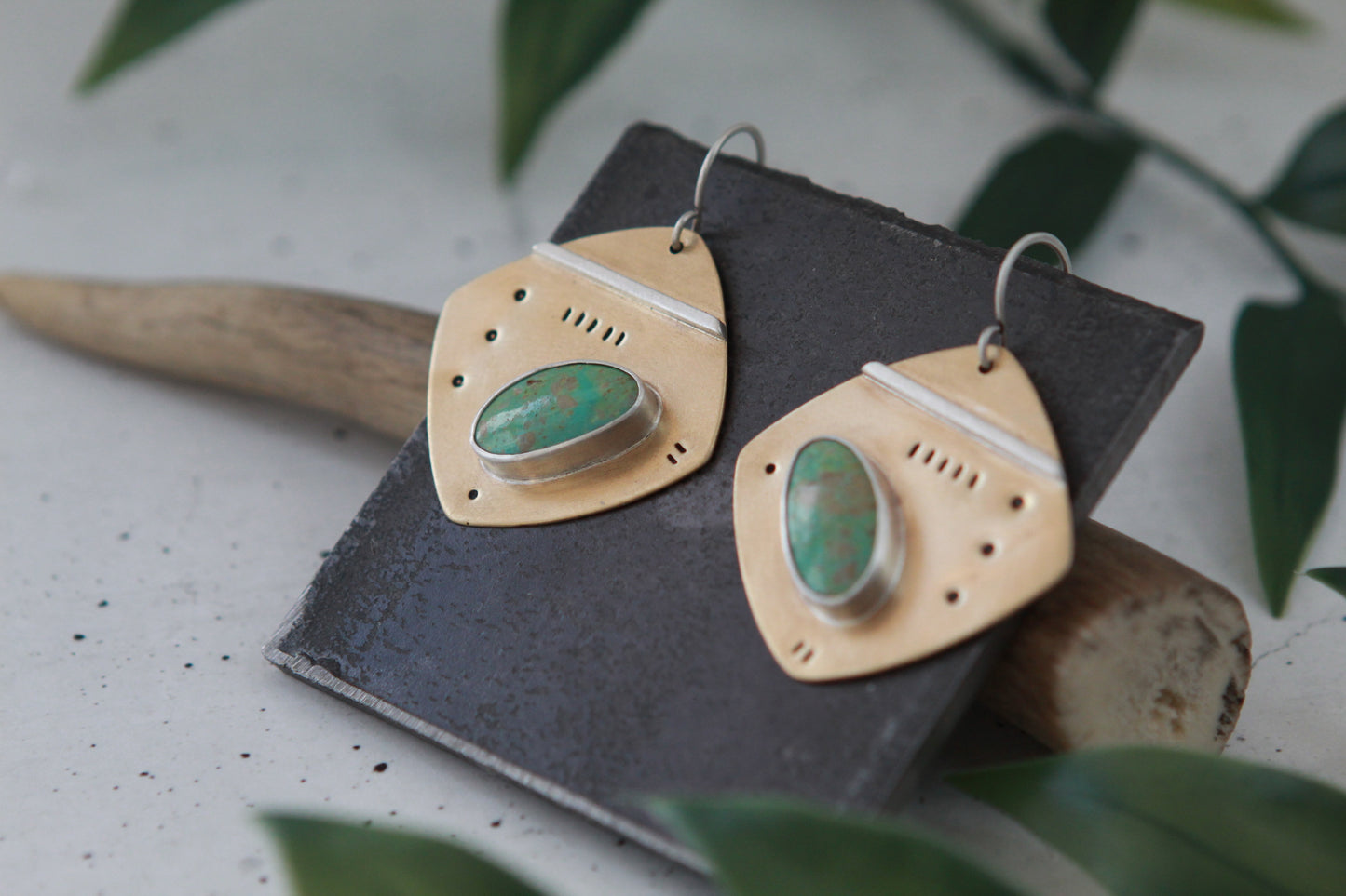 Asymmetry Earrings : Kingman Turquoise