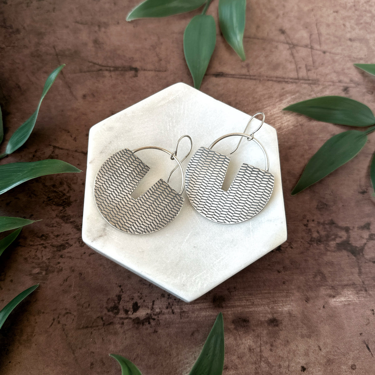 Textured Sterling Silver Statement Earrings
