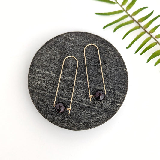 Long Arc Hoops : Red Garnet