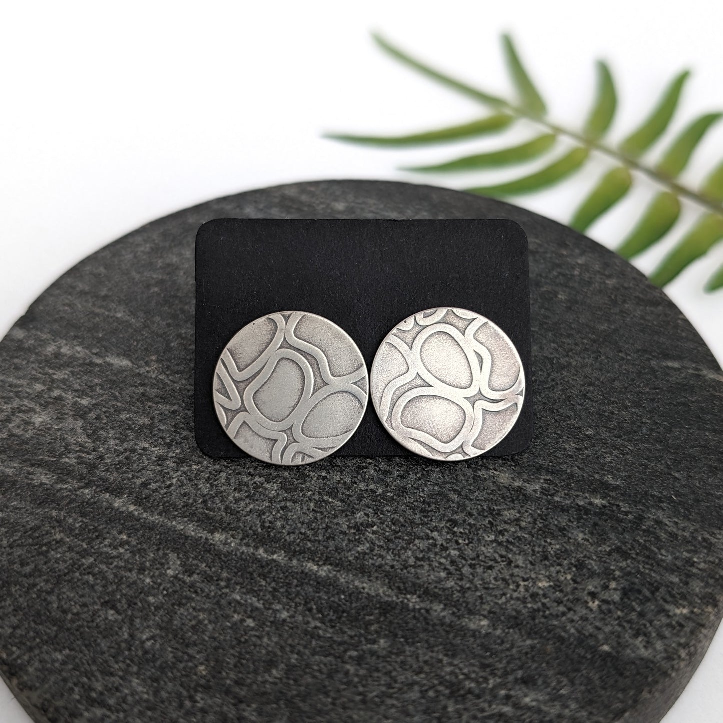 Textured Sterling Silver Circle Studs