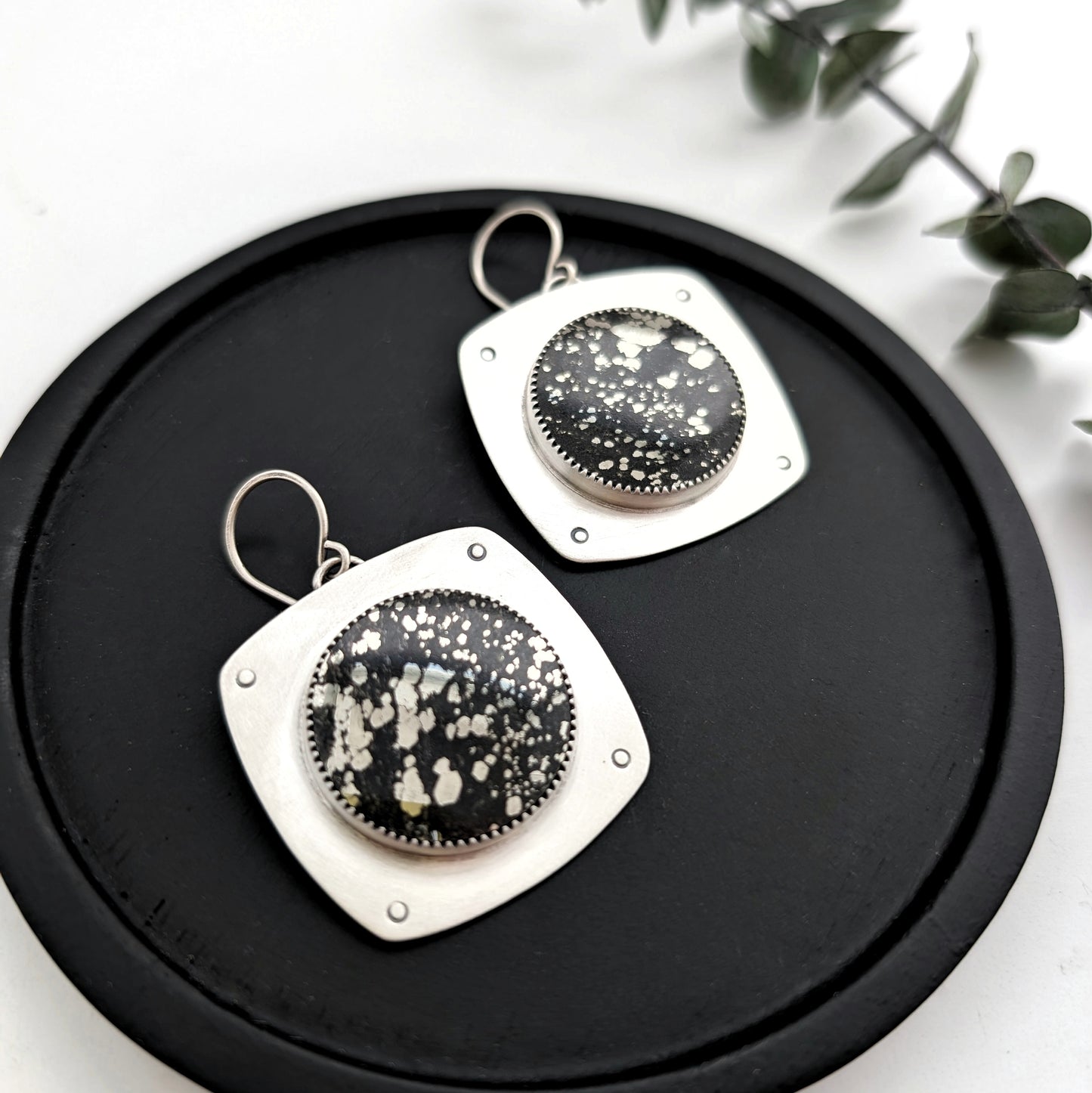 Pyrite in Slate Statement Earrings