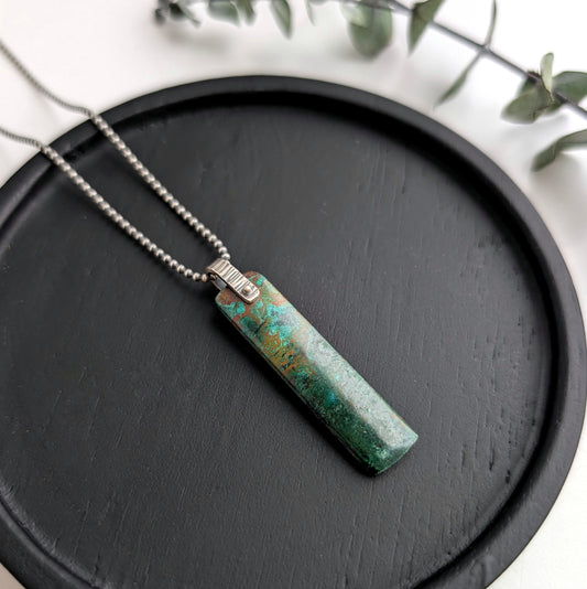 Parrot Wing Chrysocolla Pendant Necklace