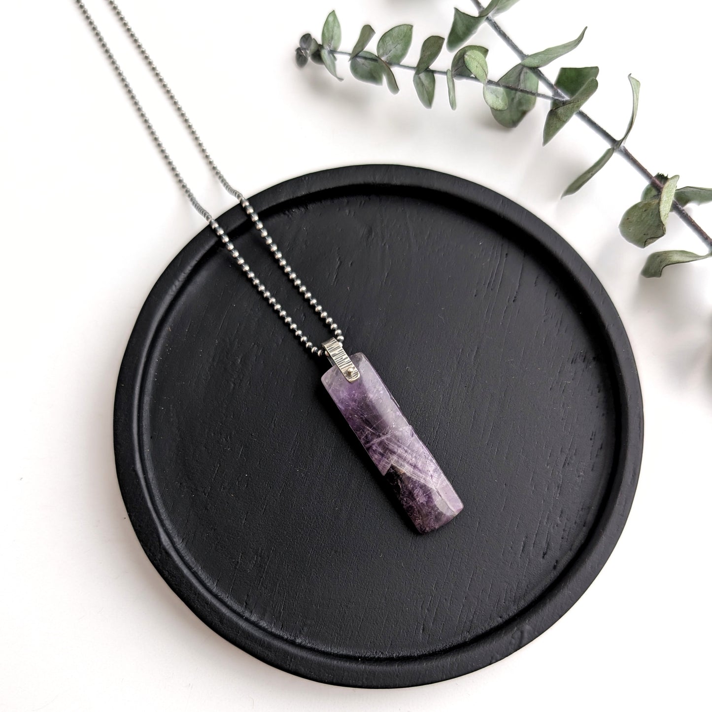 Chevron Amethyst Pendant Necklace