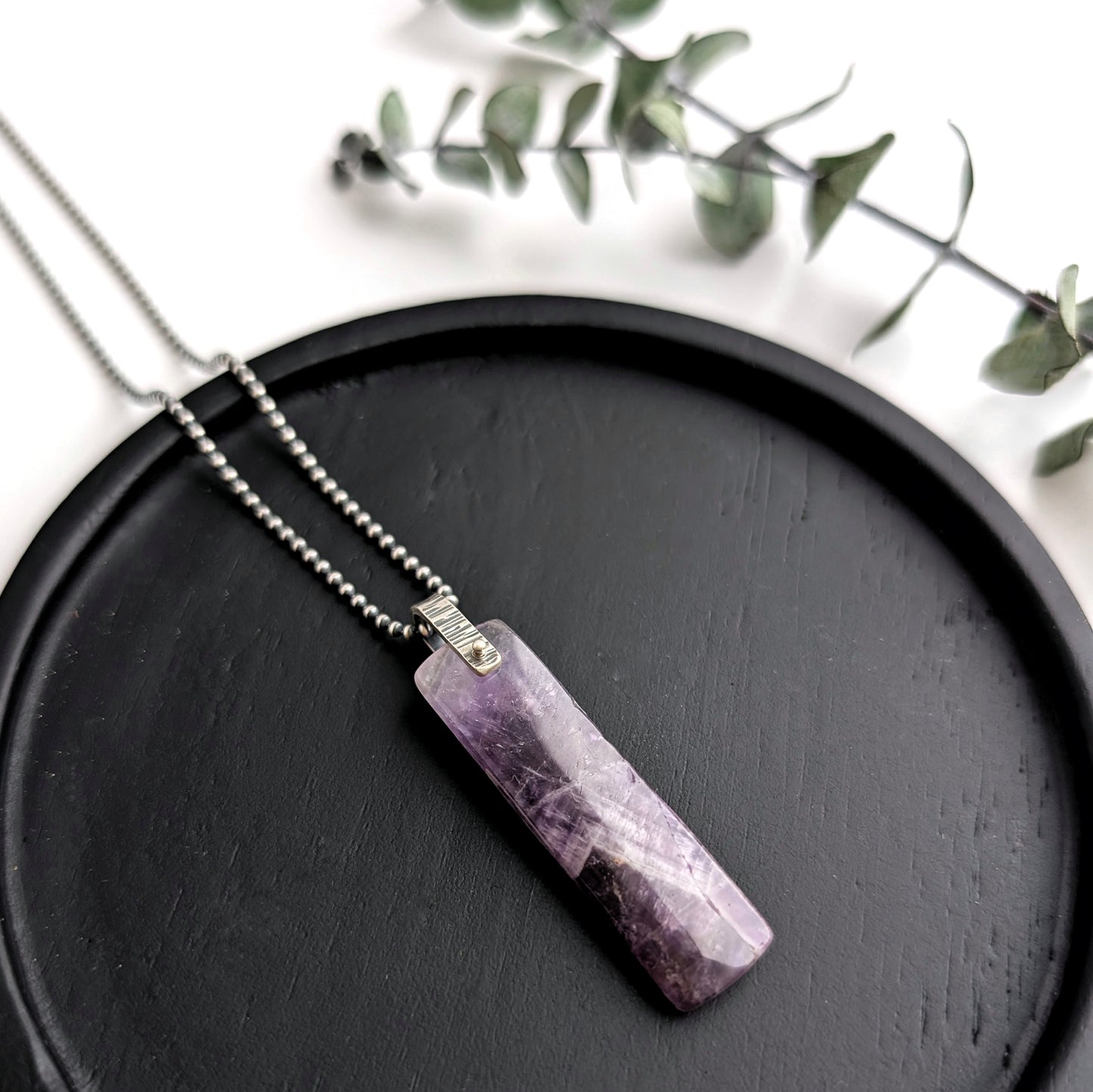 Chevron Amethyst Pendant Necklace