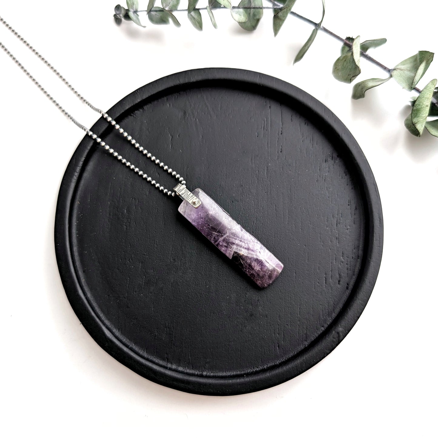 Chevron Amethyst Pendant Necklace