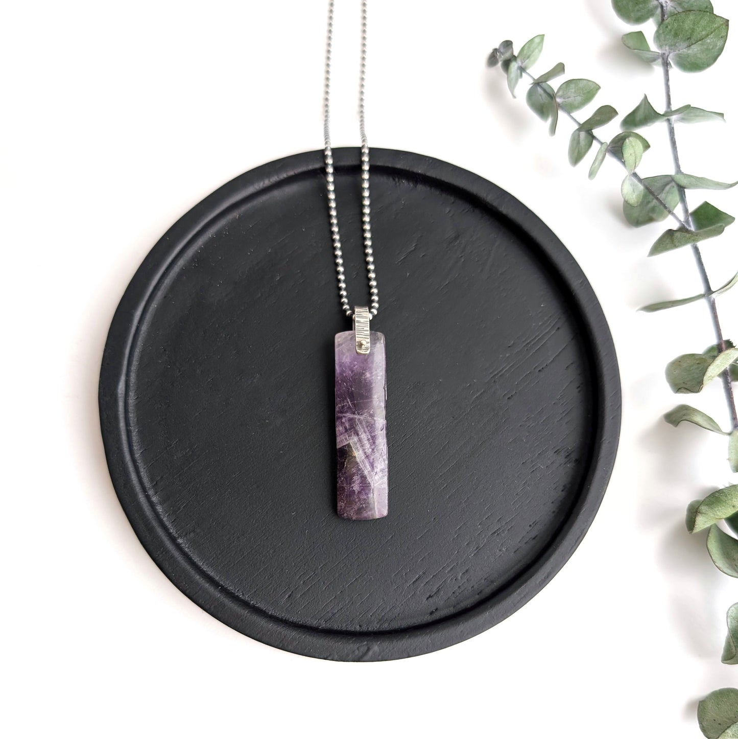 Chevron Amethyst Pendant Necklace