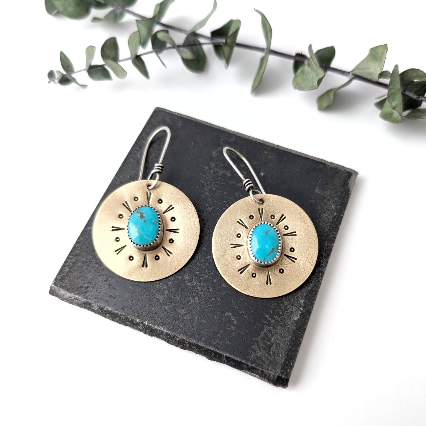 Kingman Turquoise Mixed Metal Earrings