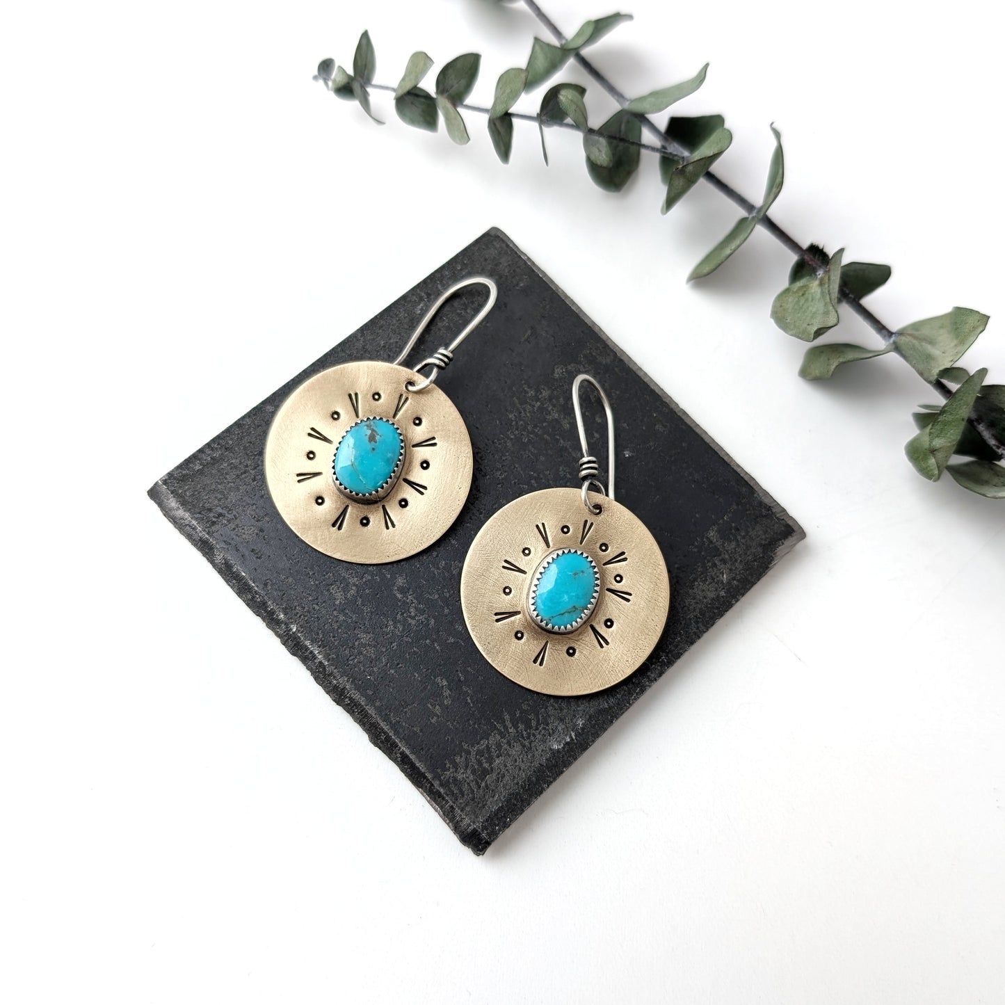 Kingman Turquoise Mixed Metal Earrings