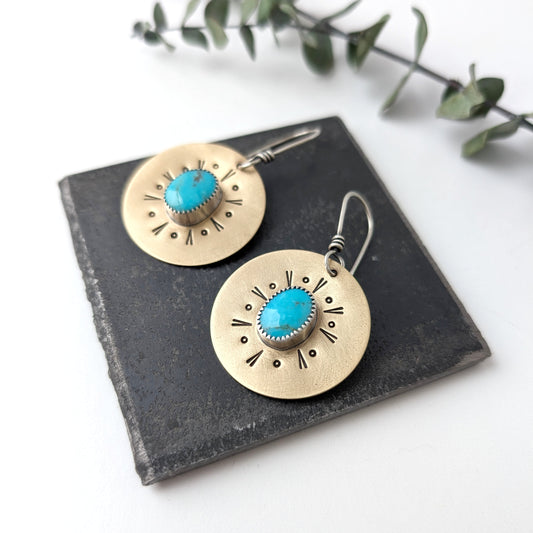 Kingman Turquoise Mixed Metal Earrings