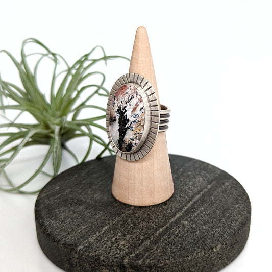 Dendritic Agate Statement Ring : Size 9.25
