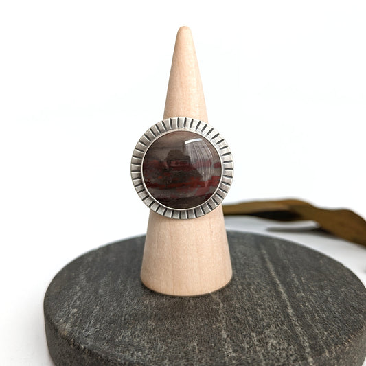 Rose Bud Owyhee Jasper Statement Ring : Size 9.75