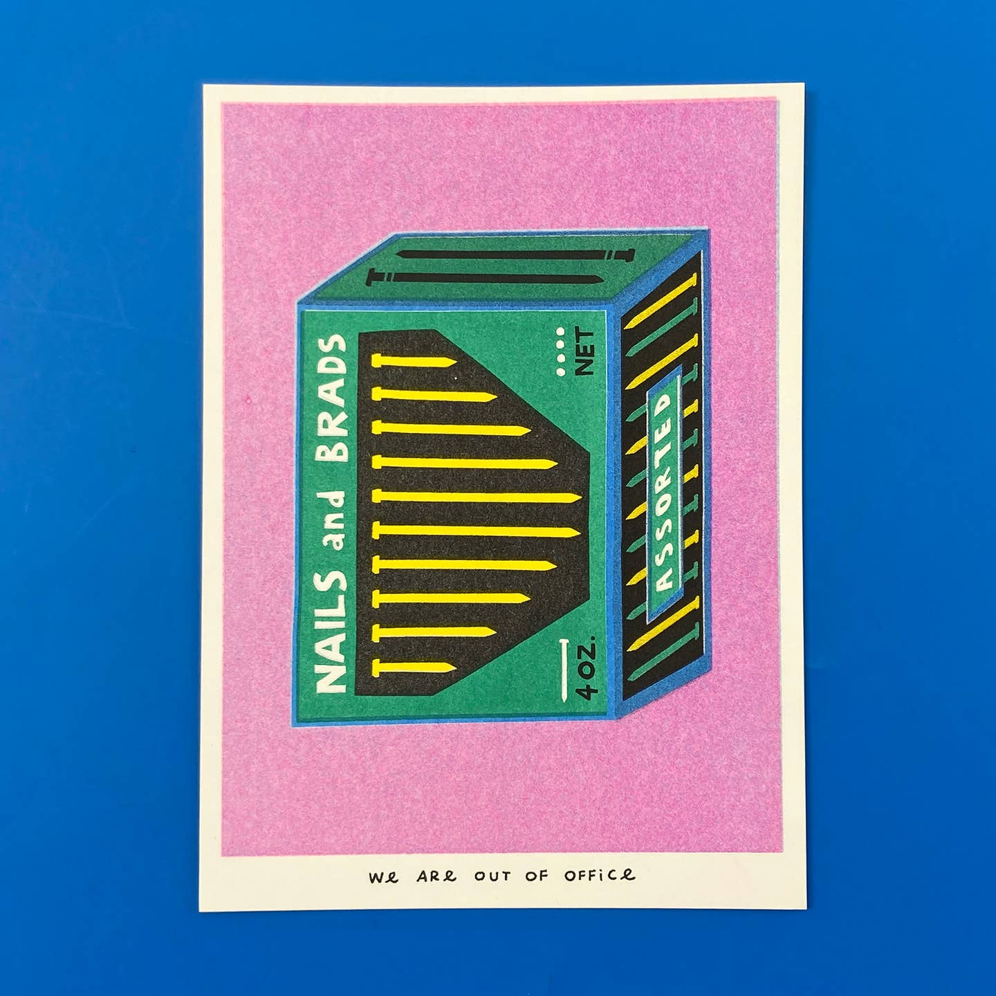 Risograph Print - Package of Nails & Brads