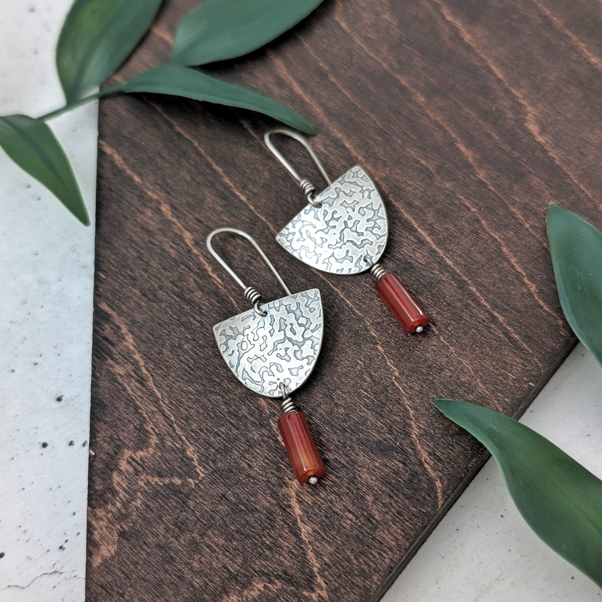 Textured Carnelian Statement Earrings