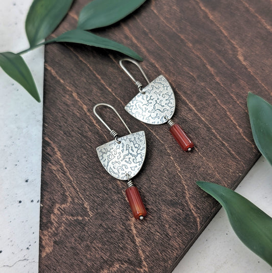 Textured Carnelian Statement Earrings