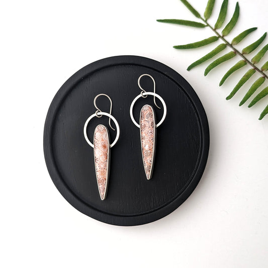 Fossil Coral Statement Dangle Earrings