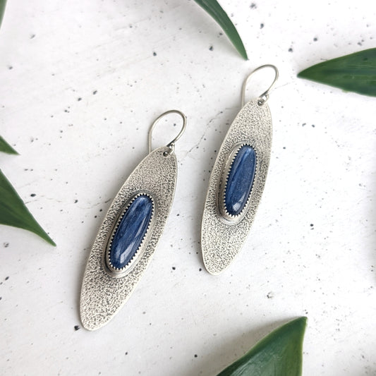 Kyanite Textured Statement Earrings