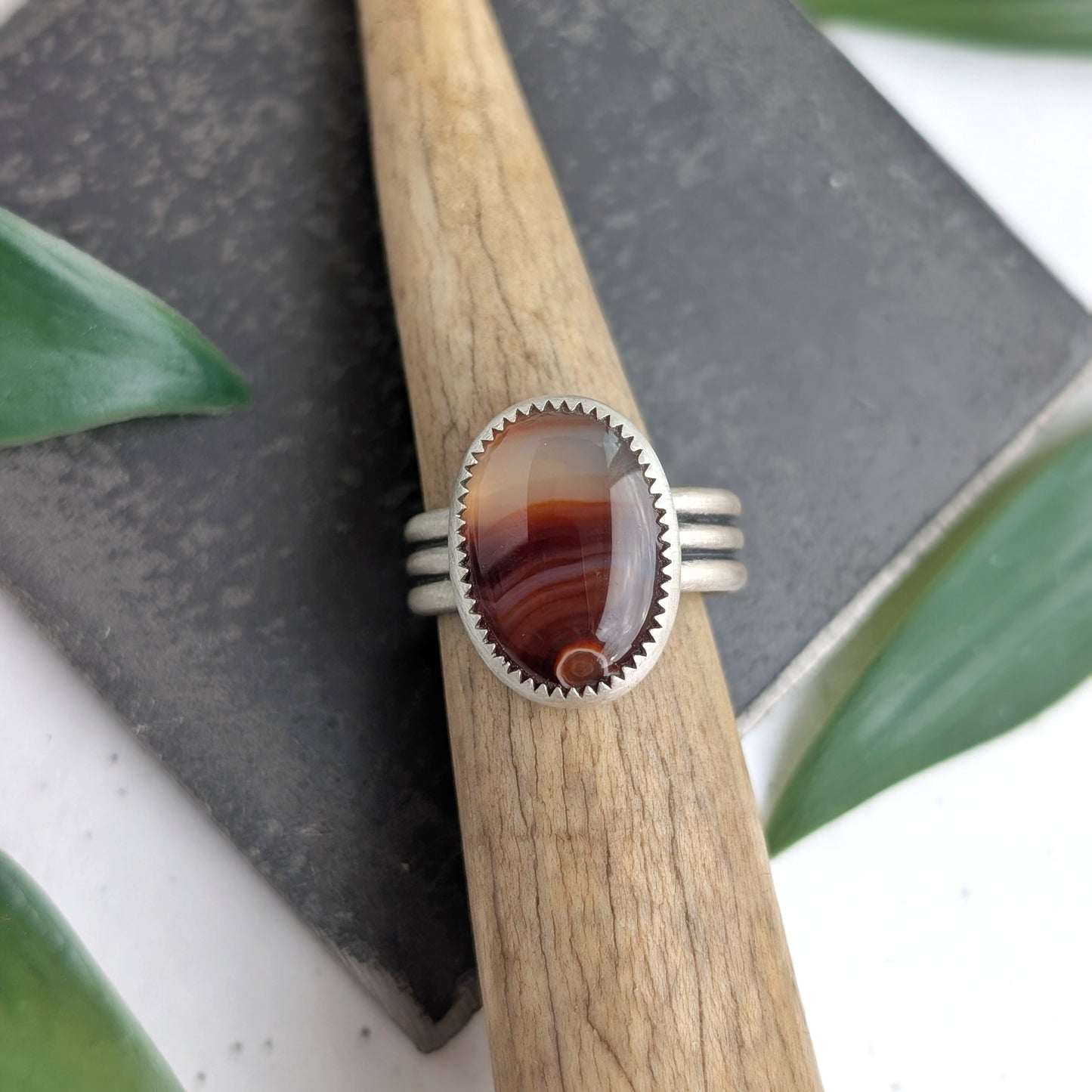 Lake Superior Agate + Sterling Silver : Size 10