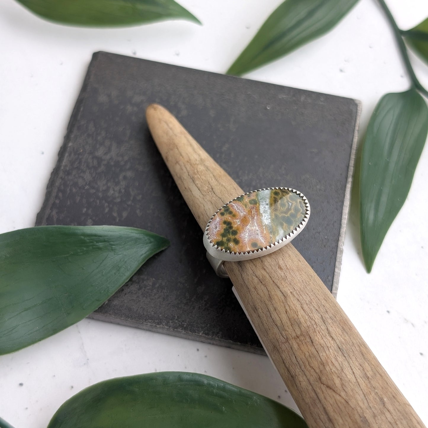 Ocean Jasper + Sterling Silver : Size 7.5