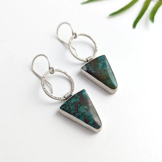 Parrot Wing Chrysocolla Statement Earrings