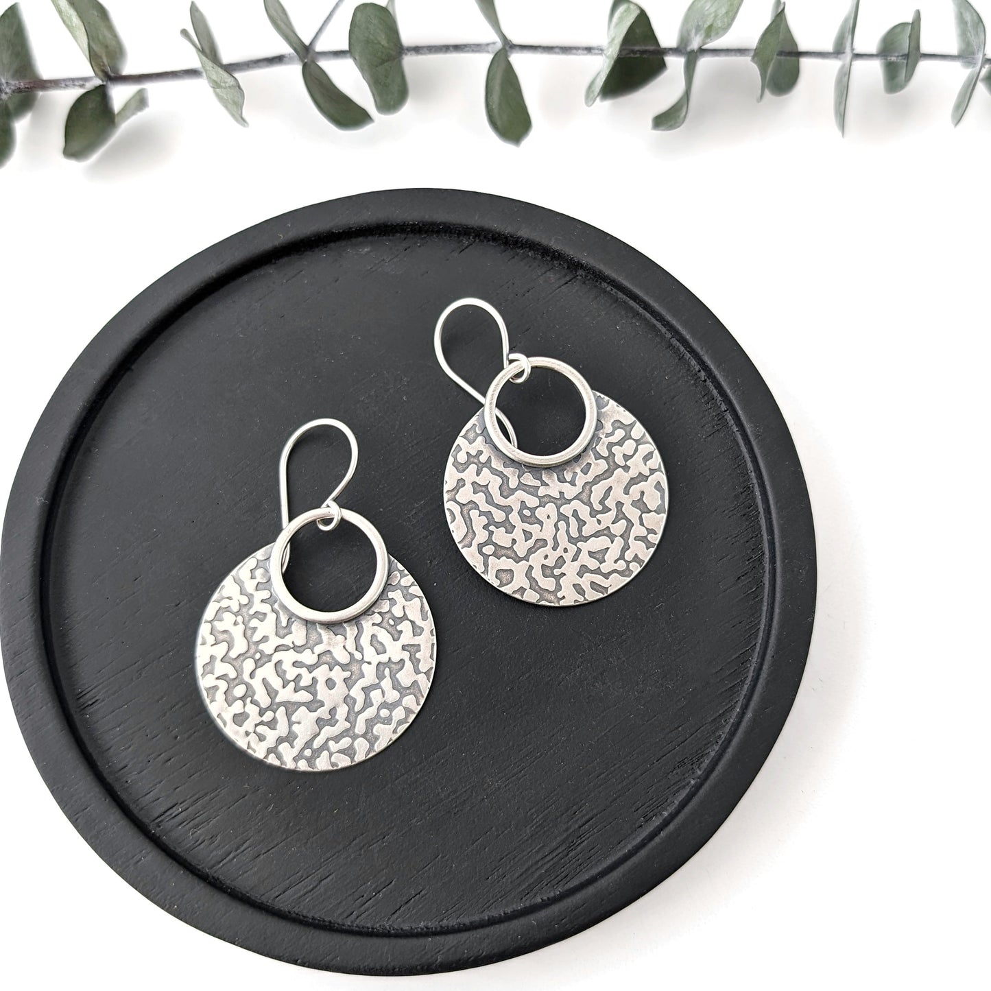 Textured Circle Dangle Earrings