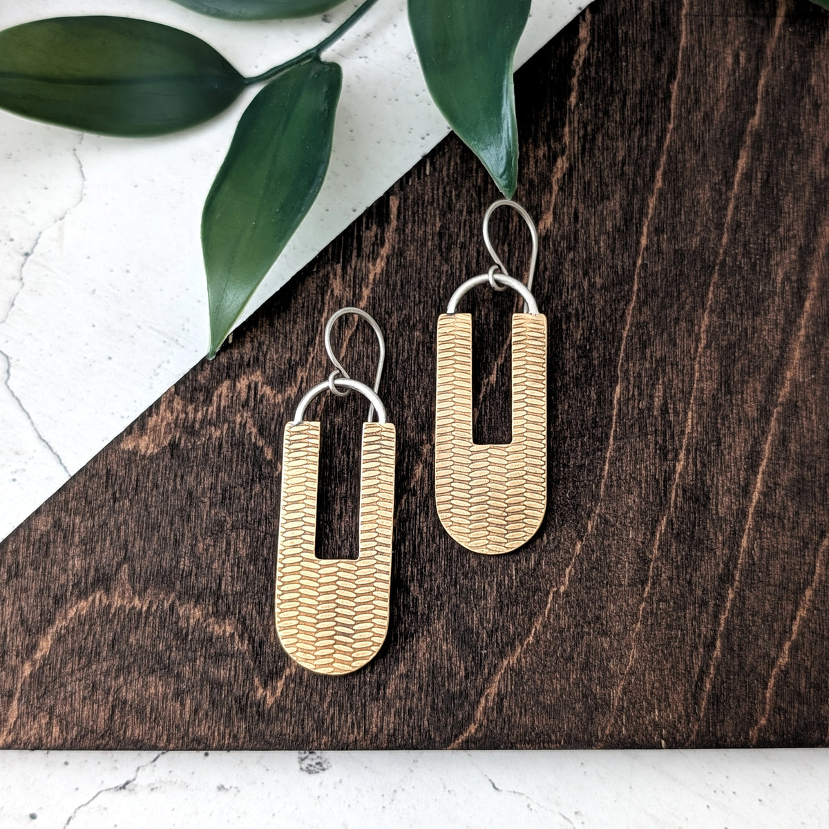 Textured Mixed Metal Statement Earrings