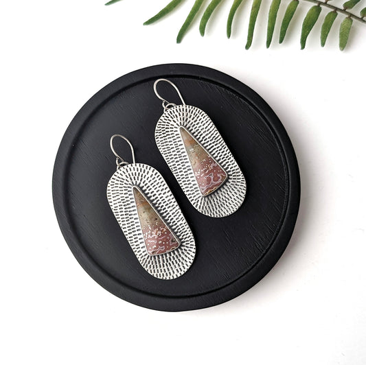 River Jasper Textured Statement Earrings