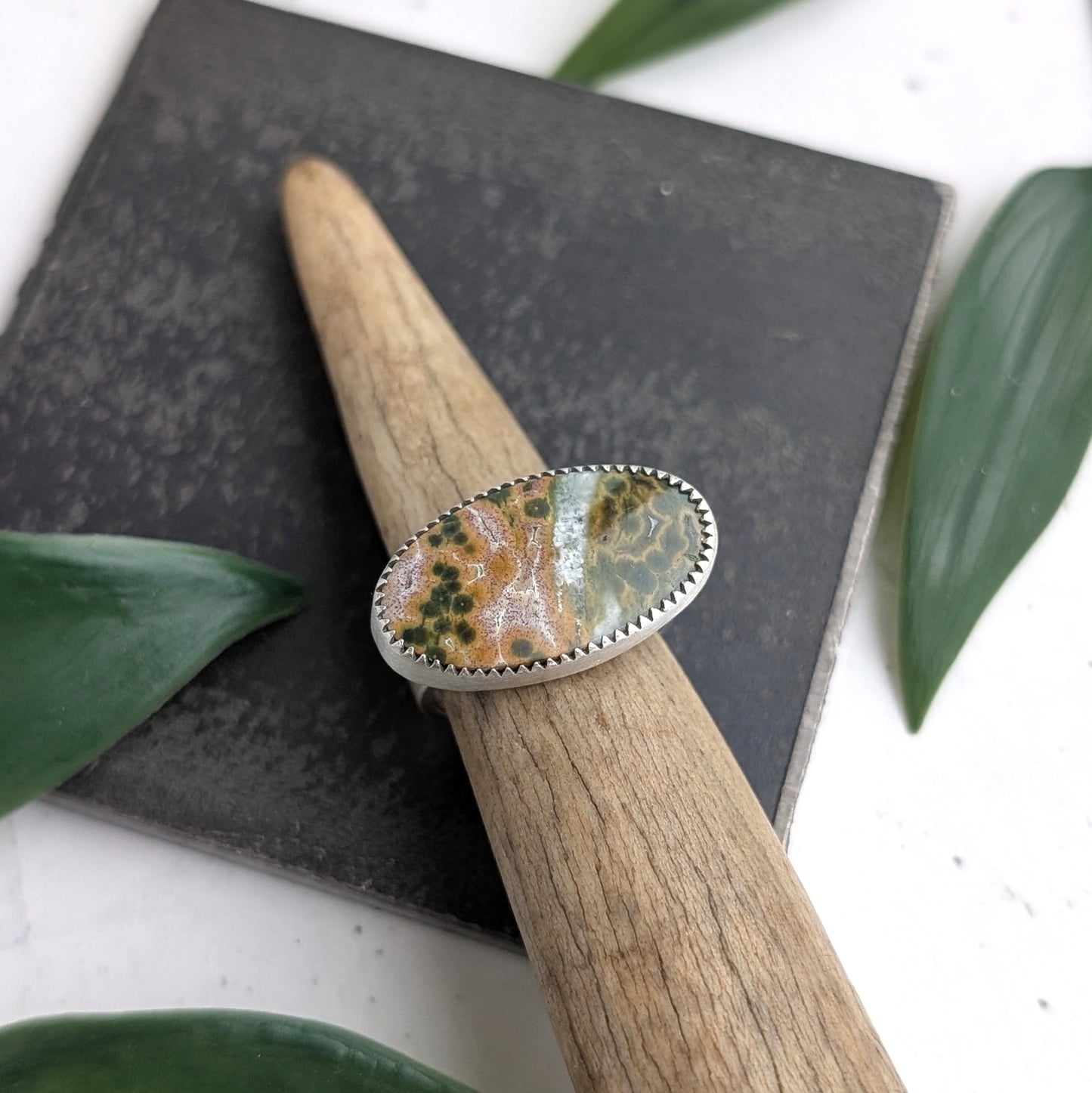 Ocean Jasper + Sterling Silver : Size 7.5