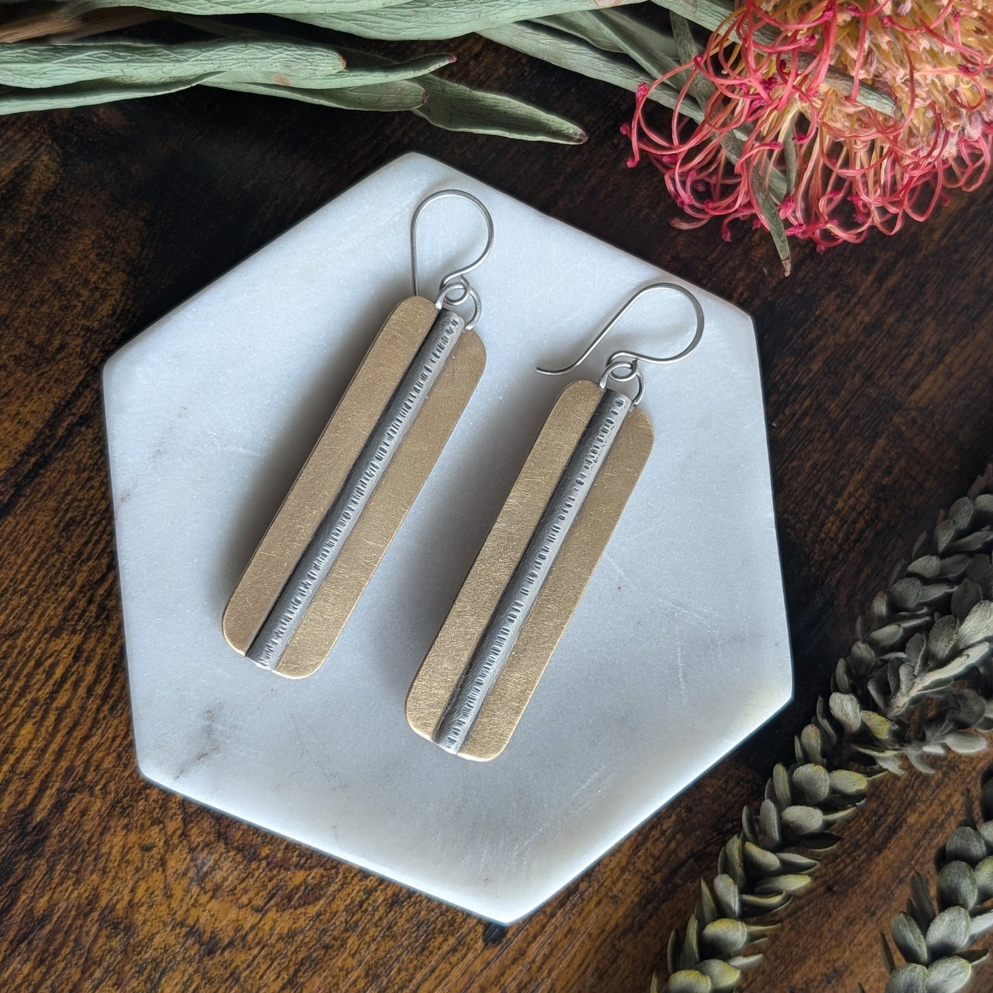 Brass + Sterling Silver Statement Earrings