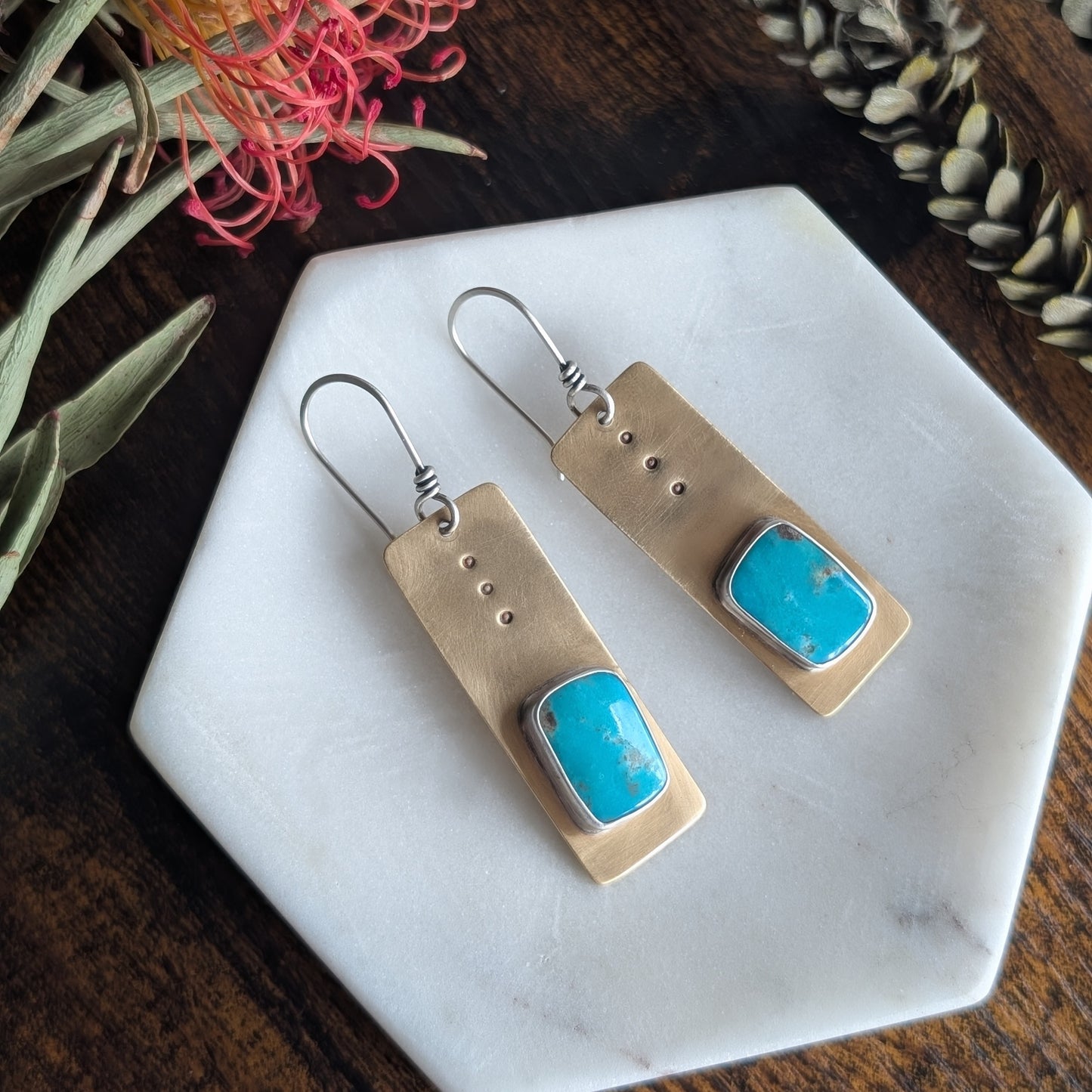Kingman Turquoise + Brass + Sterling Silver